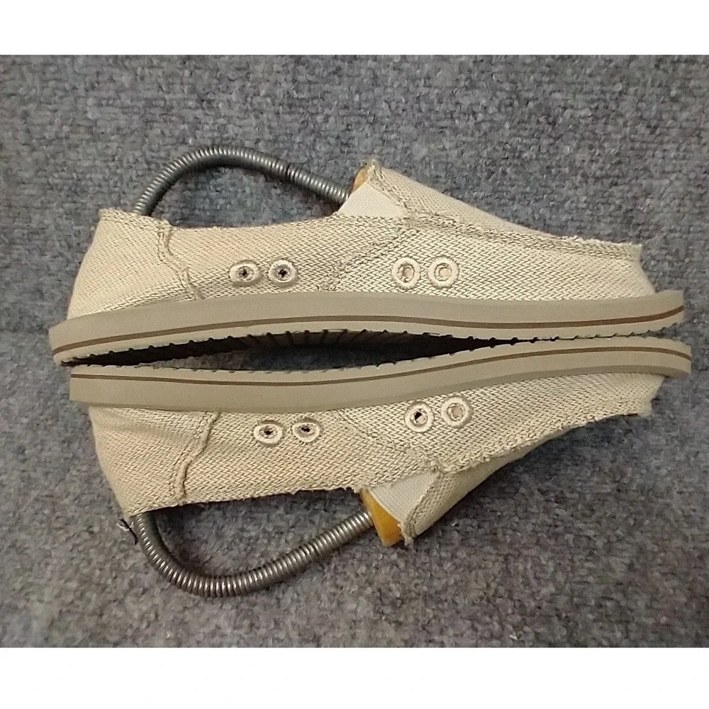 Sanuk Sideline Tan Khaki Canvas Slip On Loafers Mens 9 SWF1160 Casual Shoes